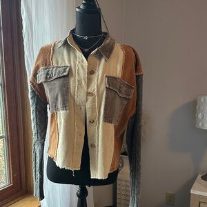 BKE Multicolor Patchwork Jean Jacket